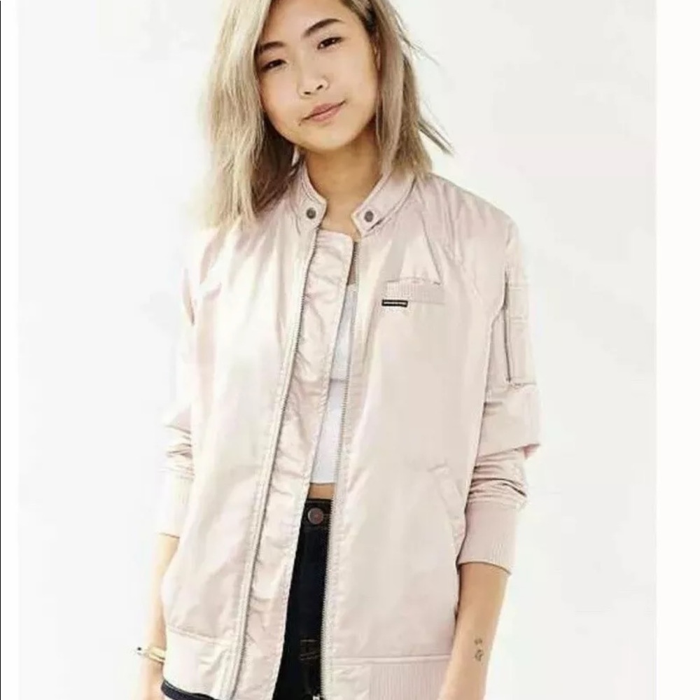 Members Only Women’s Pink Satin Bomber Jacket  LG